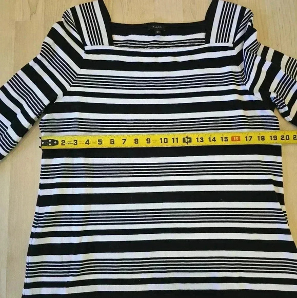 Talbots square neck striped top size large 3/4 sleeve - Picture 5 of 7